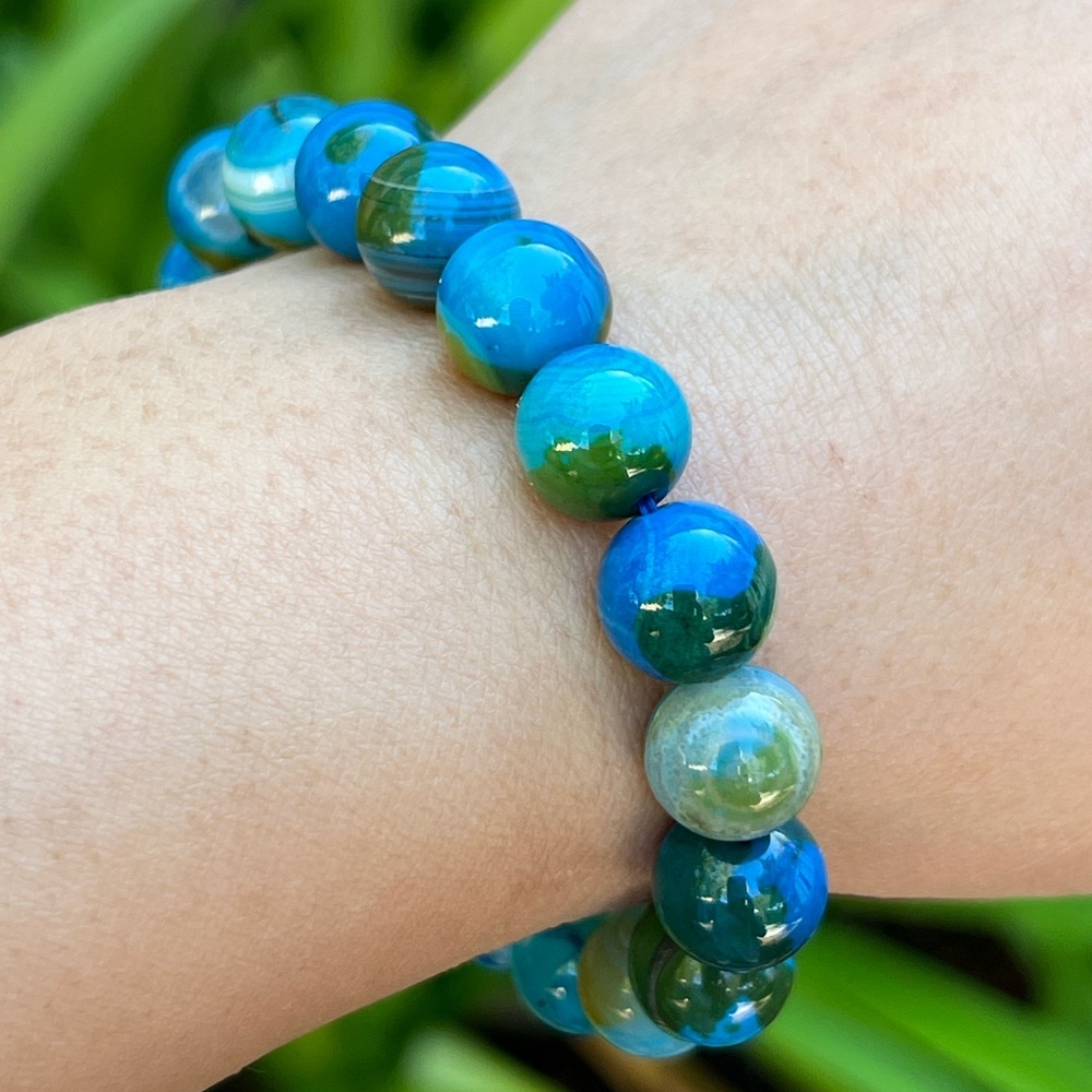 10mm stretchable blue agate bracelet 0285